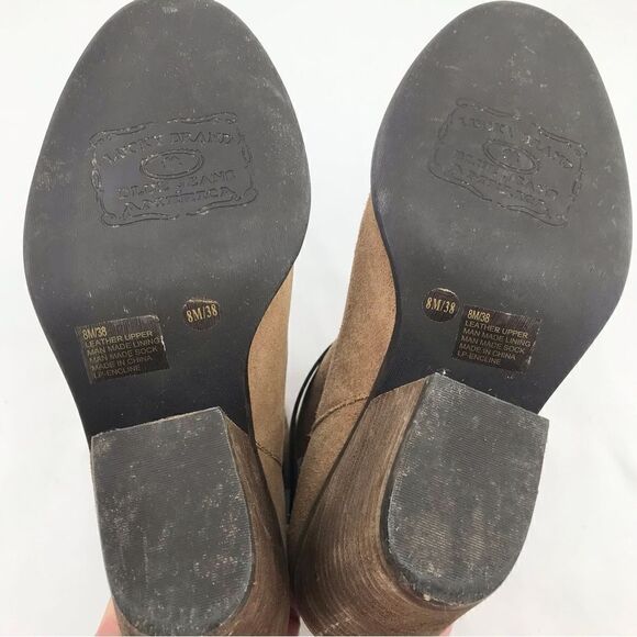Lucky Brand LP-ECLINE Brown Suede Leather 3” Block Heel Strap Ankle Boot - Picture 15 of 16
